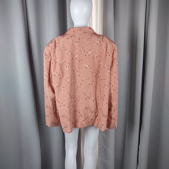 Maggie McNaughton Peach Pink Floral Flower Button Up Blazer, Jacket. Size 22W - Picture 3 of 10